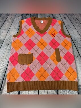 Dairy Queen DQ Blizzard Argyle Knit Sweatervest w/ Insulated Pocket Argyle OS